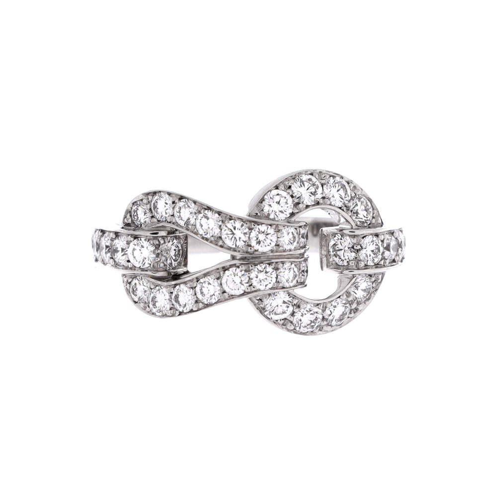 Cartier Small Agrafe Ring 18K White Gold and Diamonds